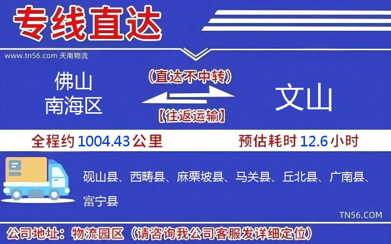 佛山南海區到文山物流公司