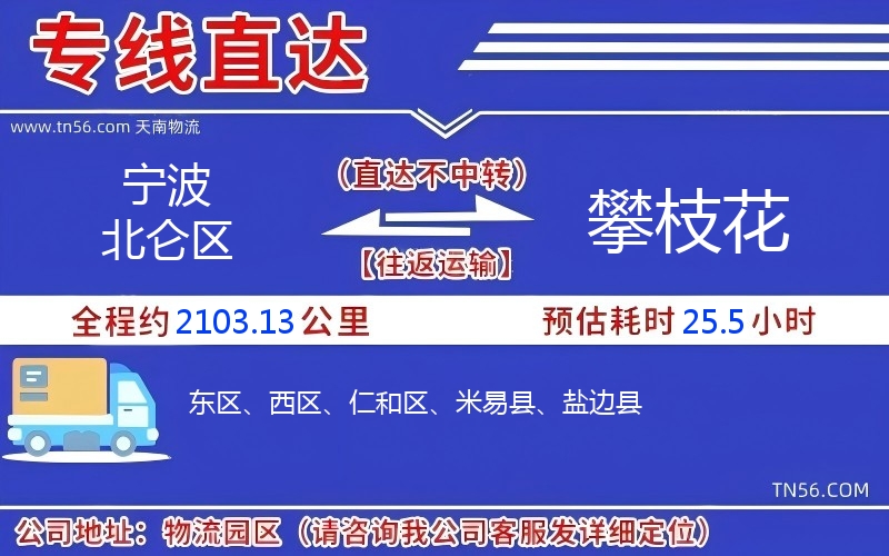 寧波北侖區(qū)到攀枝花物流公司